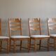 Set of 4 "Razorblade" high back chairs in oak & boucle, Henning Kjærnulf, 1960s
