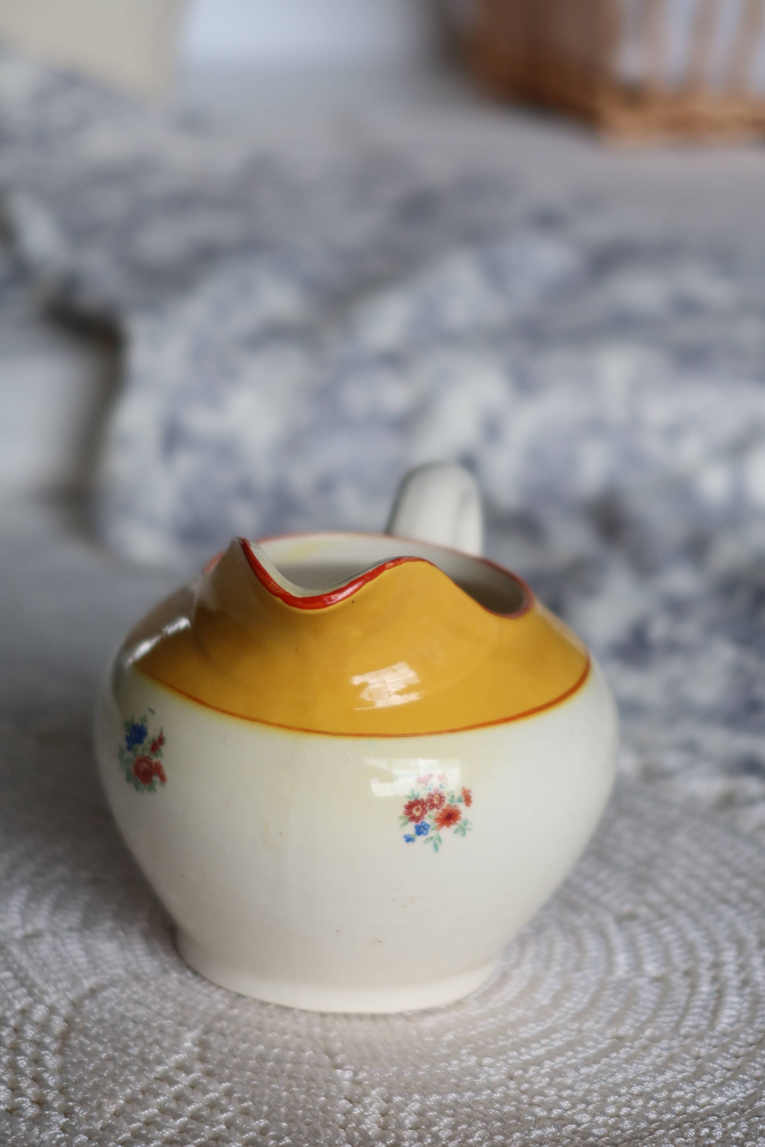 Vintage Sarreguemines porcelain milk jug – Floral motif