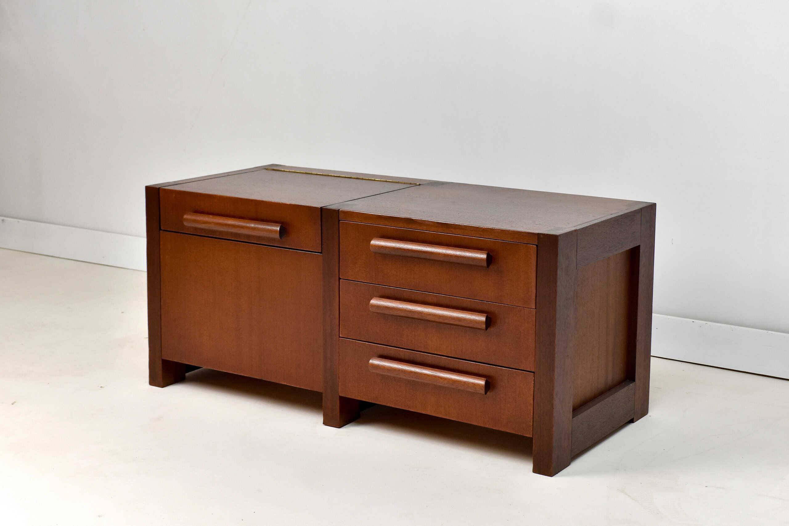 Meuble bas style Scandinave vintage, petit coffre bois
