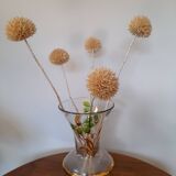 Vase en verre avec dorure et fleurs peintes Art Déco