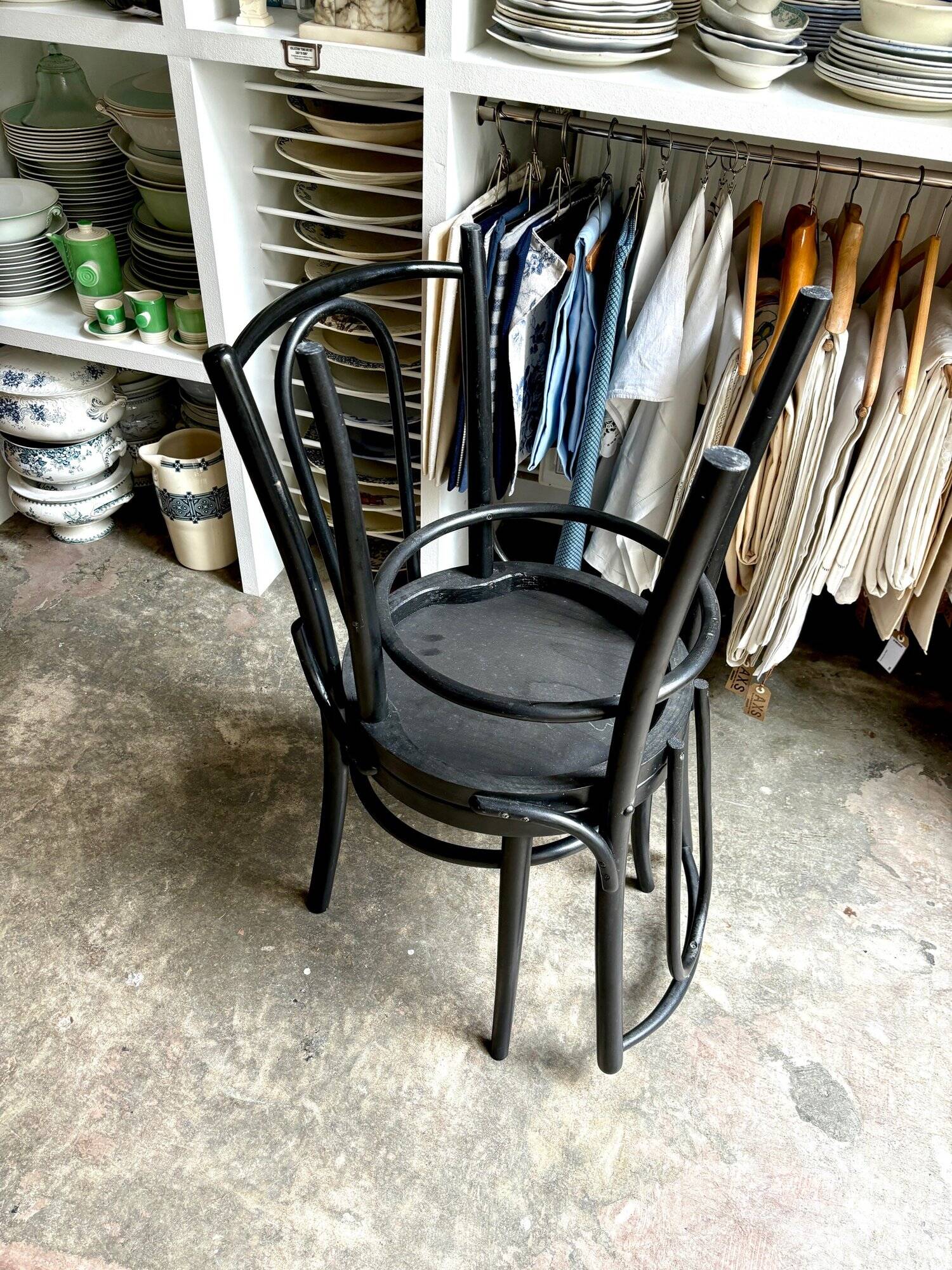 2 bistro chairs in black bent beech