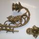 2x Art Nouveau Swivel Arm Piano or Wall Candle Holders Brass Dragon Griffin