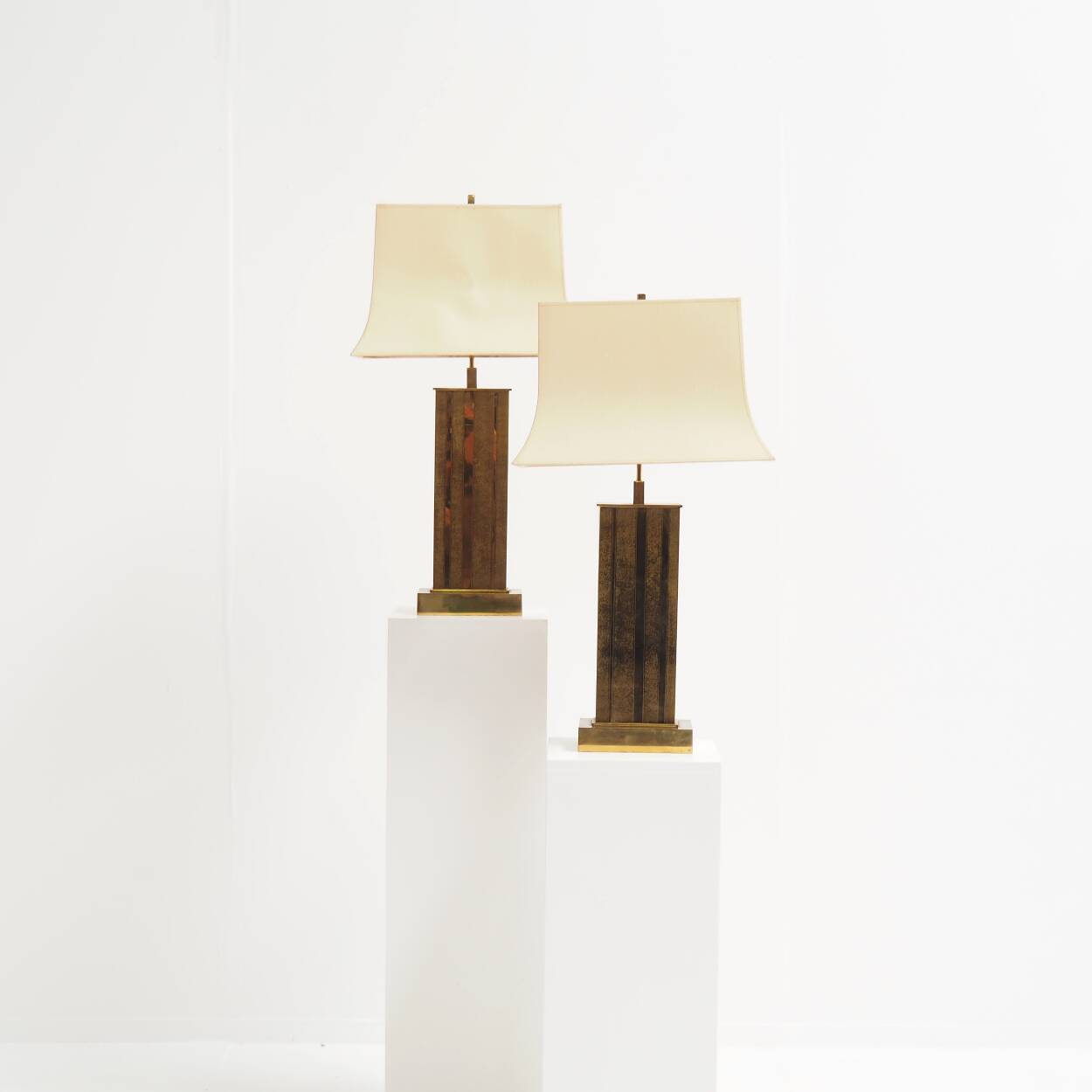 Pair of Large Brass Table Lamps by Willy Daro, Belgium, 1970s