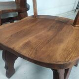 4 brutalist oak chairs