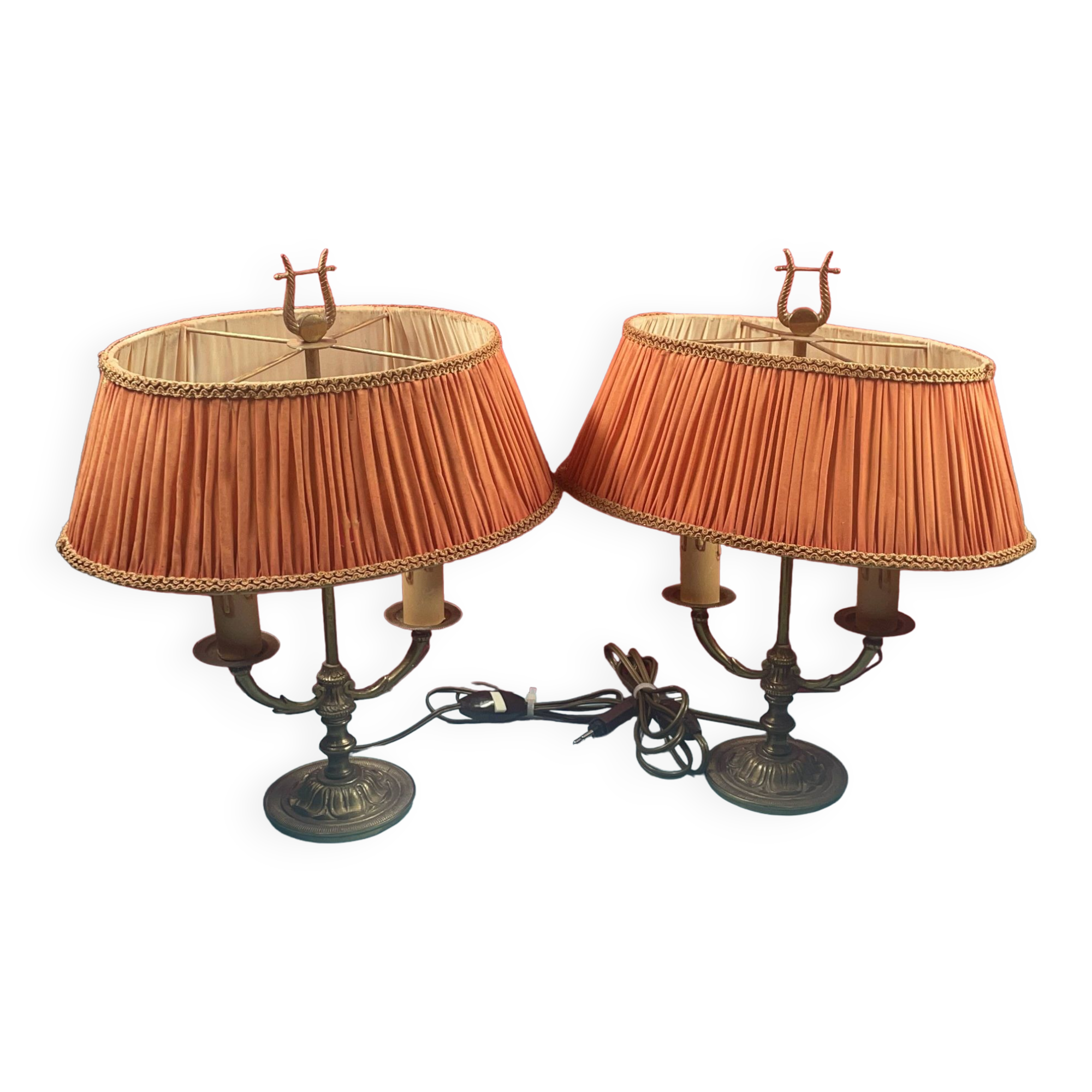 Pair of Bouillote lamp, lampshade to restore H 35 cm
