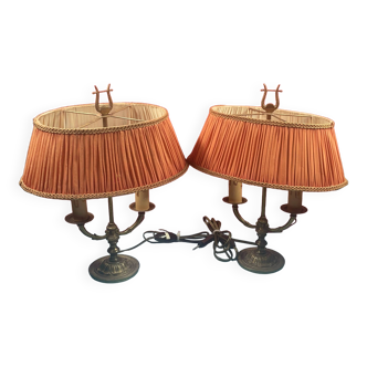 Pair of Bouillote lamp, lampshade to restore H 35 cm