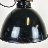 Industrial Bauhaus Black Enamel Pendant Lamp, 1930s