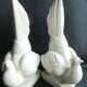 Cracked white ceramic Art Deco book-snables: Birds, Doves