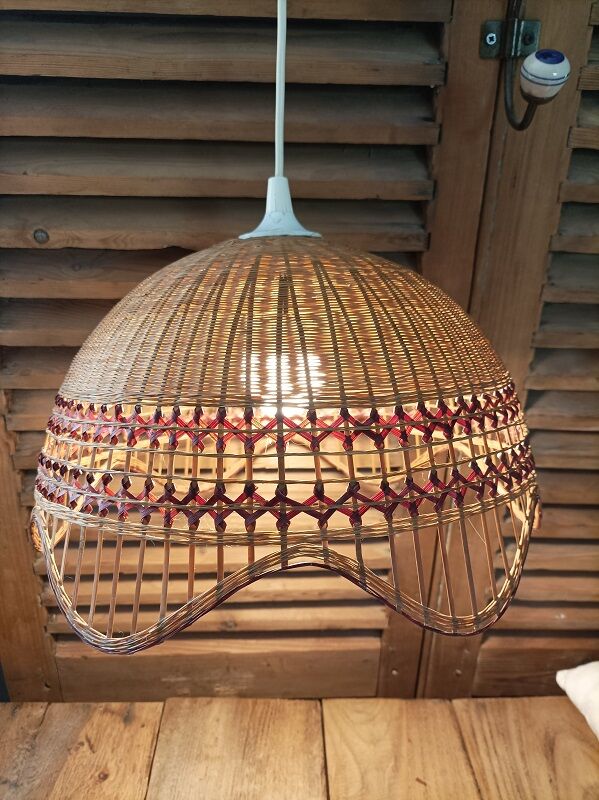 Suspension abat jour luminaire lustre cannage  dp 0823313