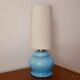 Lamp with blue opaline feet and textured conical lampshade 60s-70s
