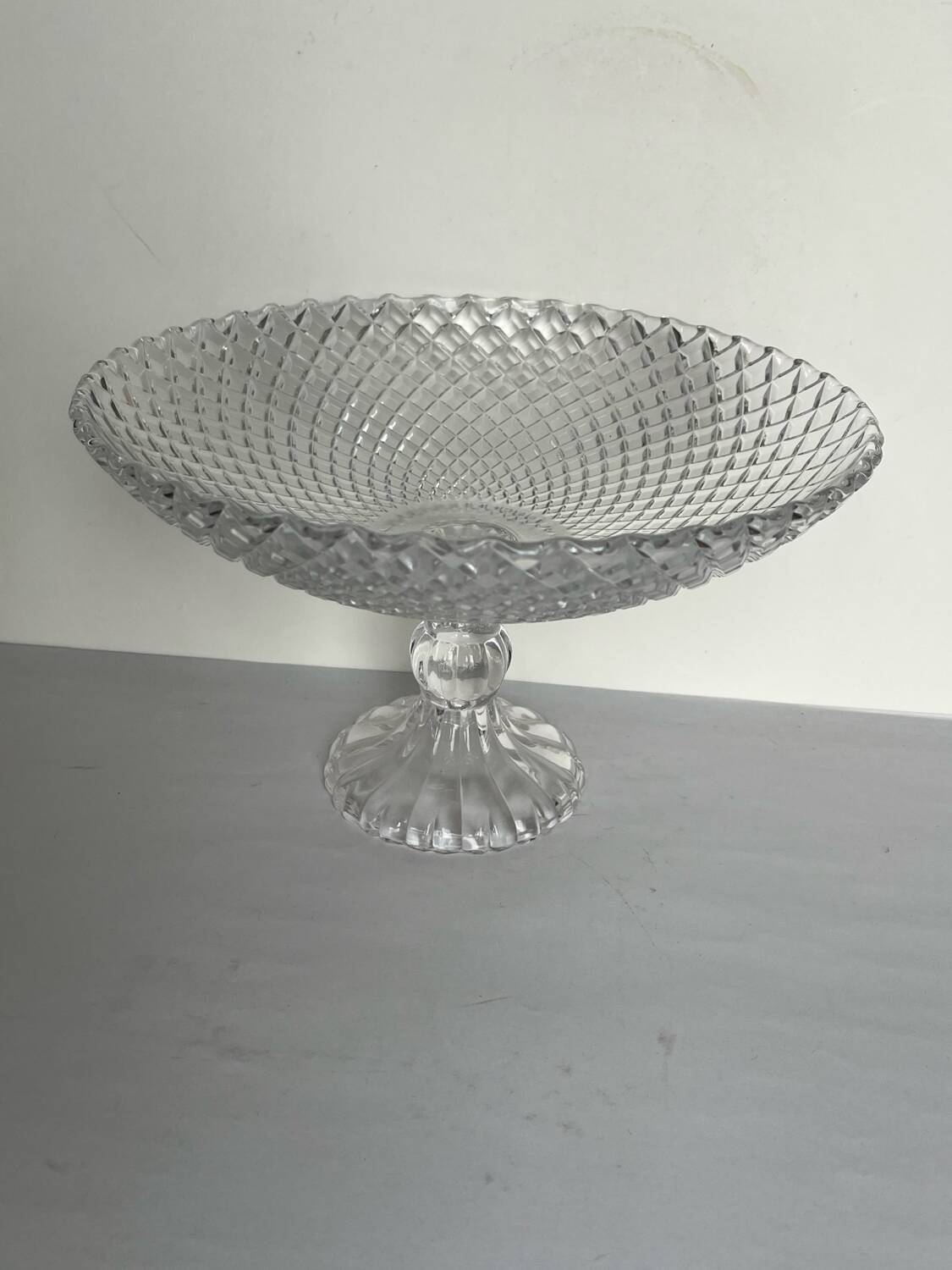 Large glass bowl on foot