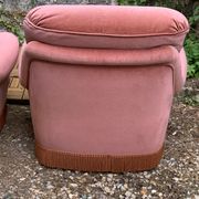 Pair of pink tufted velvet frog chairs 1970