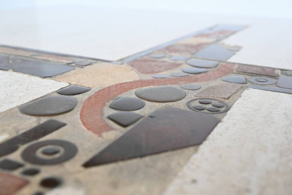 Paul Kingma artwork coffee table in travertine, The Netherlands, 1980