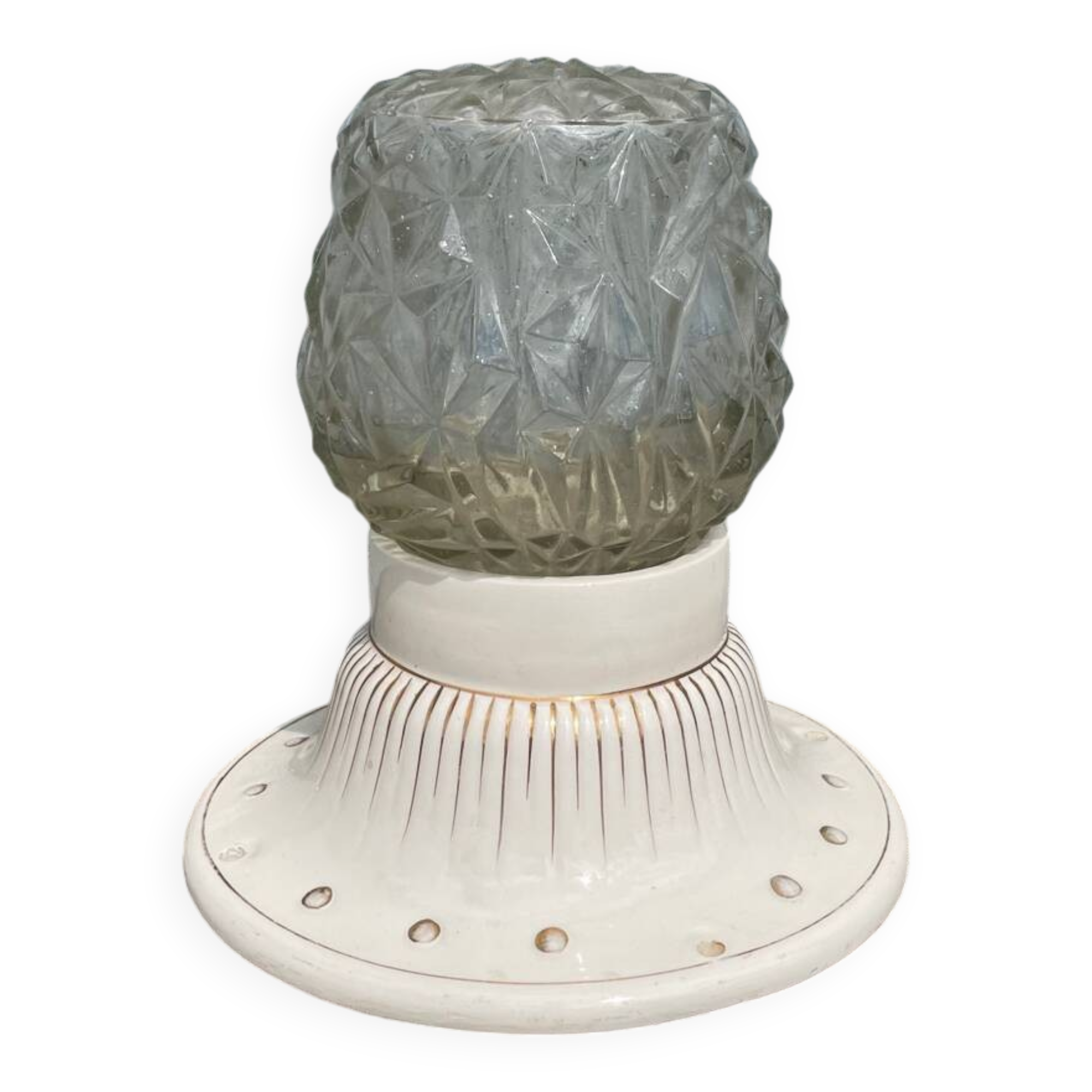 Art Deco ceiling light with a porcelain base.