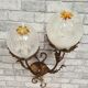 fleural wall lamp vintage golden metal Italian design 1960 murano mazzega