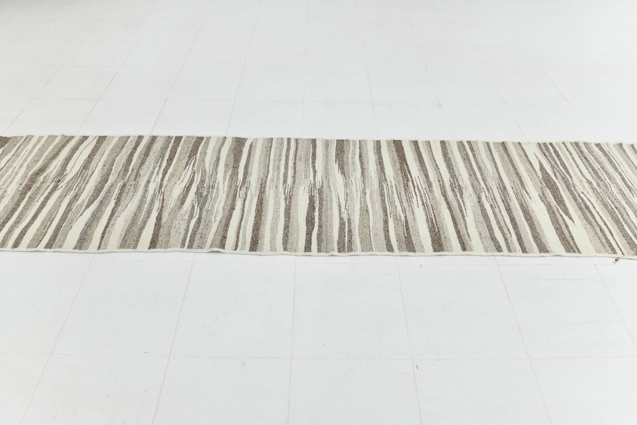 Vintage Ethnic Striped Kilim Runner Rug, 79x356Cm