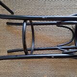 Pair of canned bar stools, curved wood