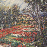 Oil painting of field with trees - signed 'marc'