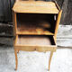 Old wooden bedside table heart pattern