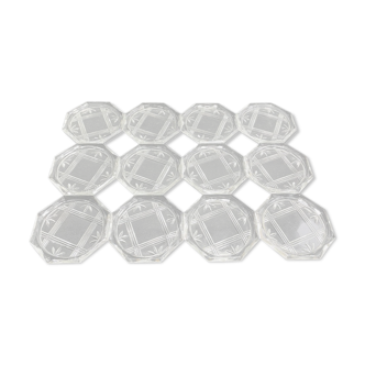 Box of 12 cast crystal coasters - Czechoslovakia