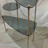 Smoked glass tripod side table, 1950