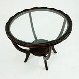 Italian round coffee table from the 1950s with a glass top, attributed to Carlo di Carli.