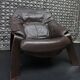Brutalist brown Leather low Lounge Chair, Norway 1970s