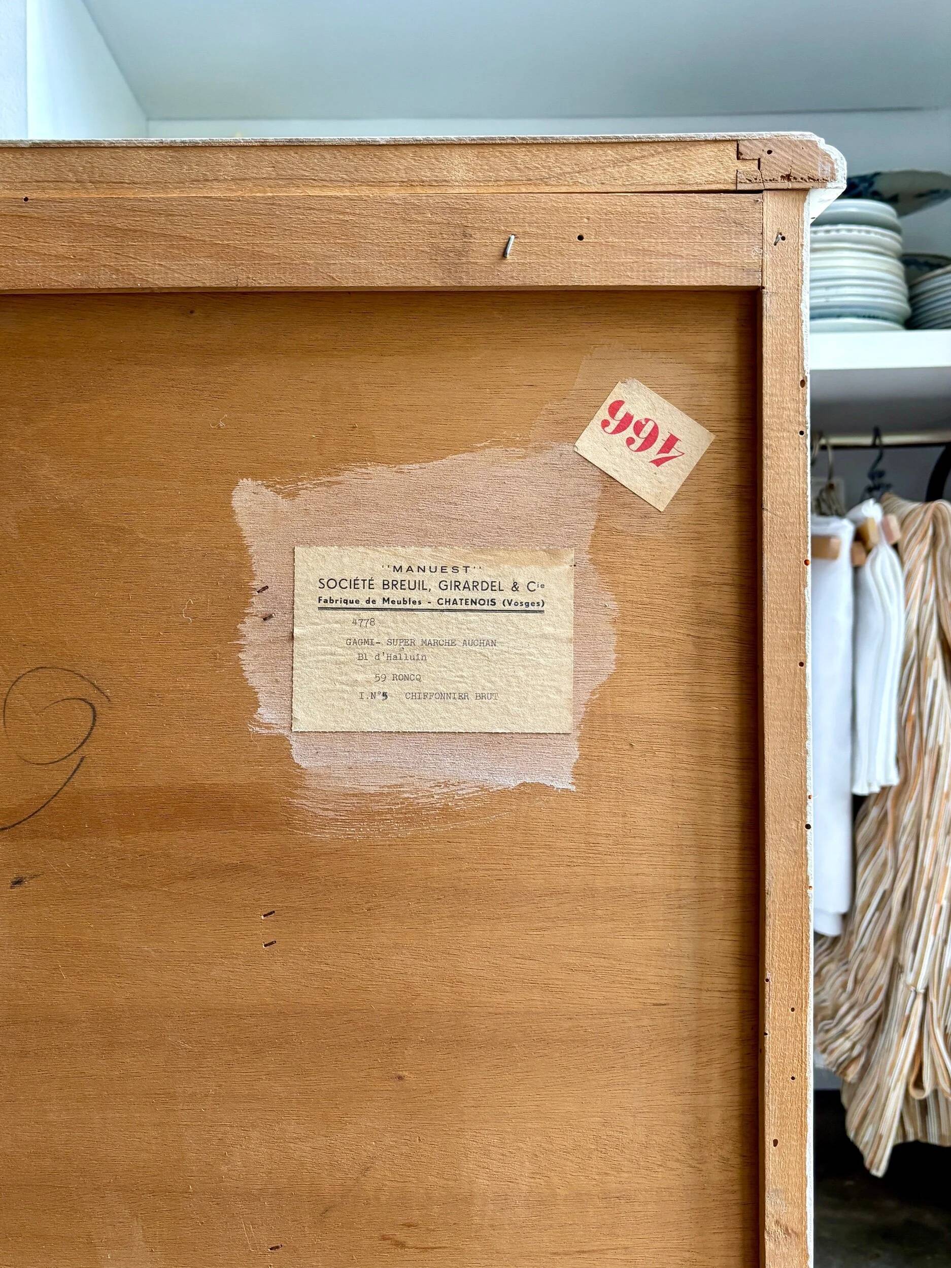 Chiffonnier 5 tiroirs en bois blanc