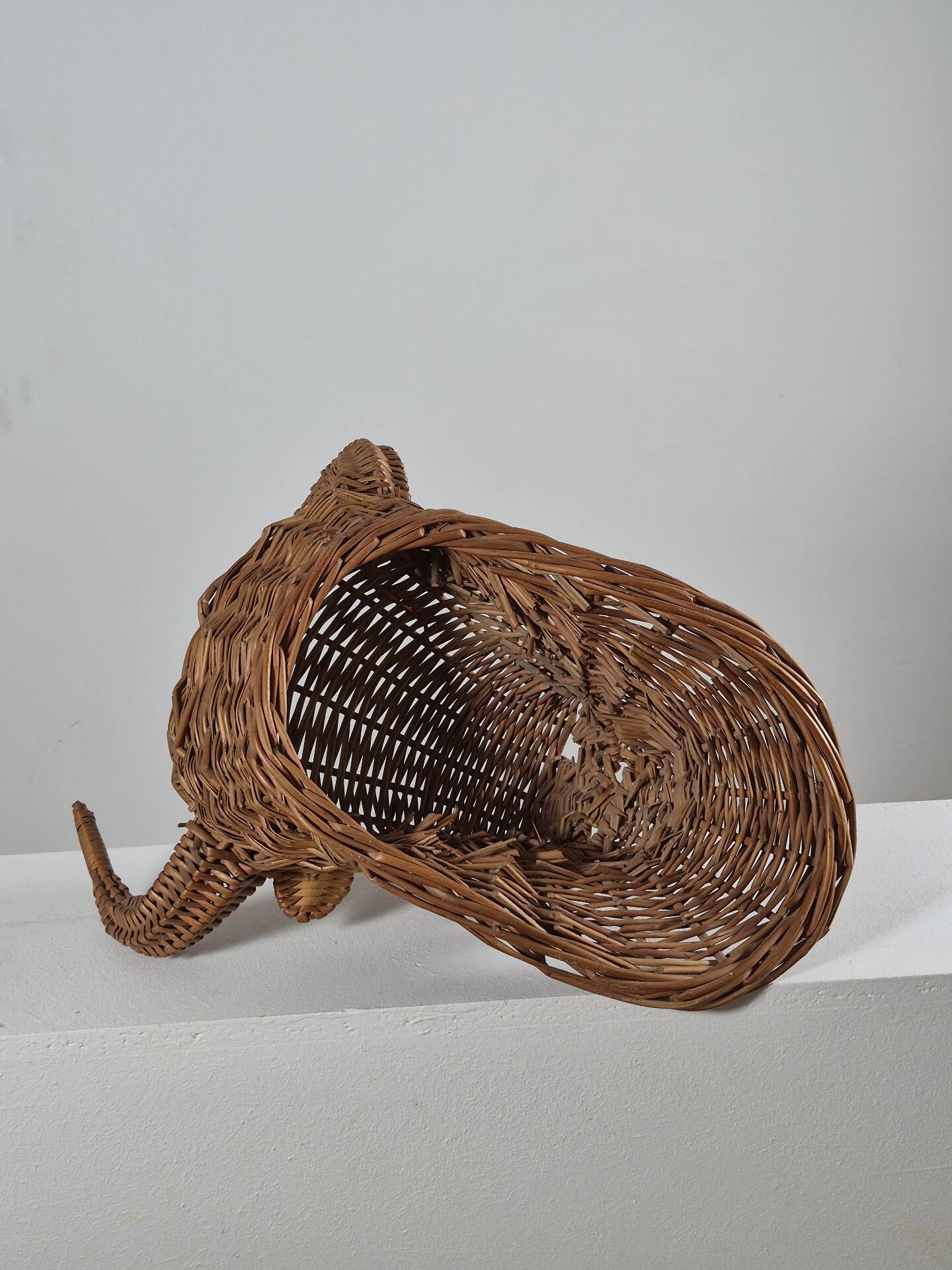 Vintage mid century wicker bull head sculpture
