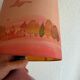 Vintage Rose lamp, ceramic, painted silk, 80s 70s bohemian