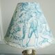 Small vintage lamp with its lampshade in toile de Jouy
