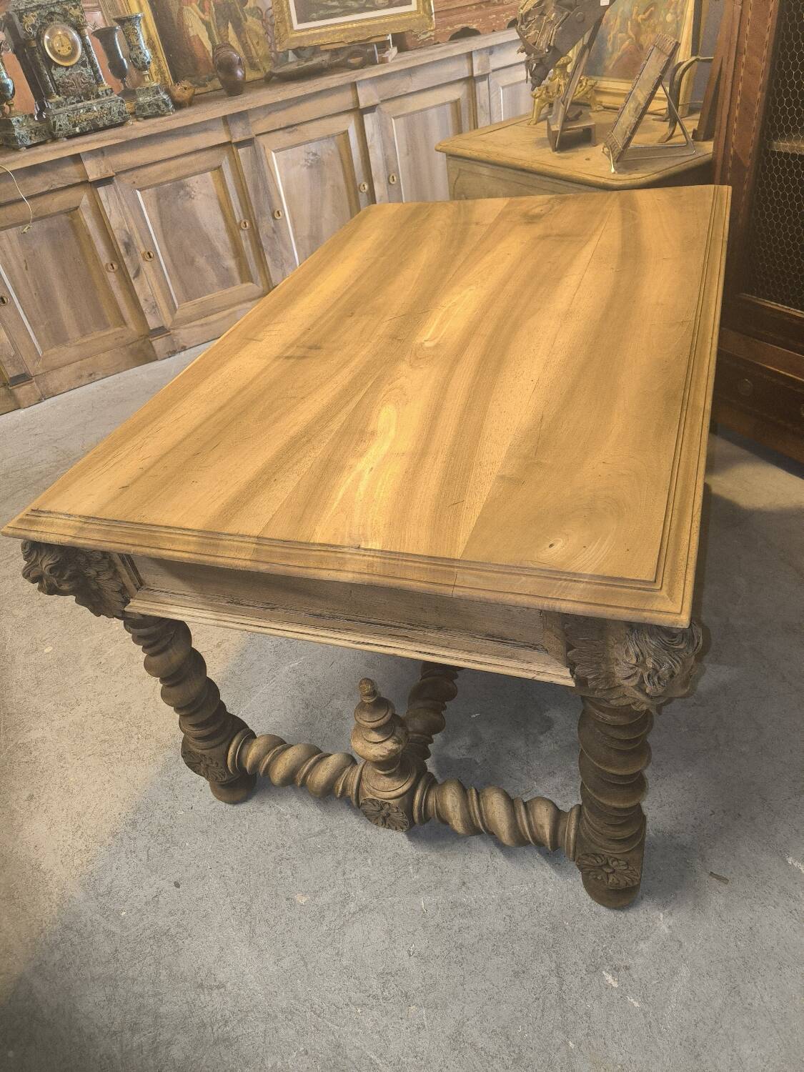 19th century desk in natural solid walnut.