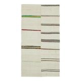 Hand-knotted turkish unique 1970s 138 cm x 260 cm beige hemp kilim carpet