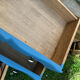 Restored antique drop-leaf secretary – natural wood & midnight blue