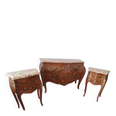 Curved chest of drawers and bedside tables