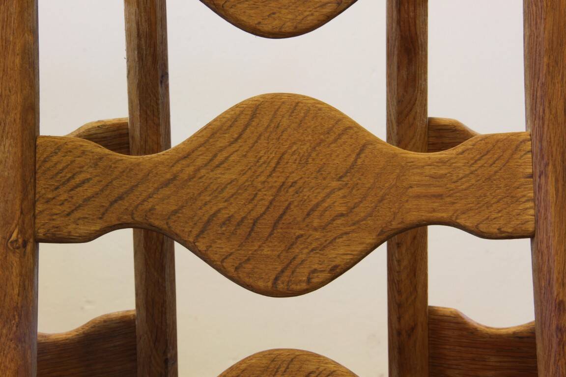 Six vintage 1960s Danish ladderback oak chairs, Henning Kjærnulf brutalist style