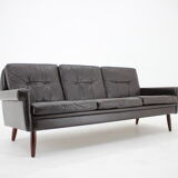 1970s Danish 3-seater sofa in dark brown leather