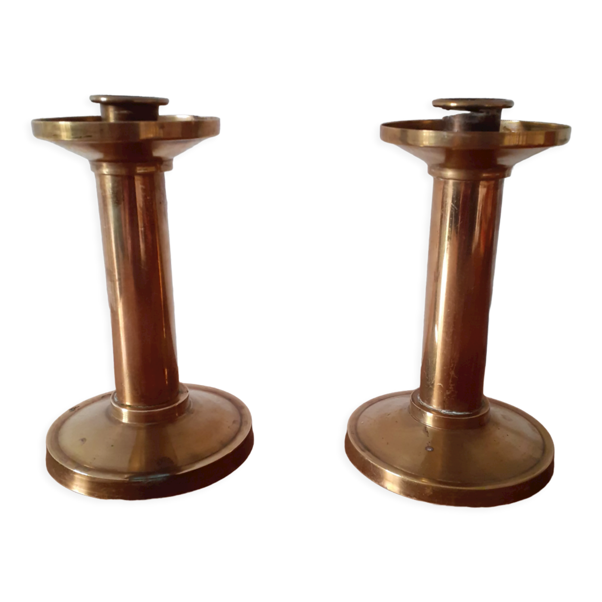 Pair of brass candle holders