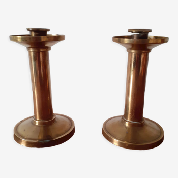 Pair of brass candle holders