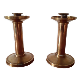 Pair of brass candle holders