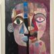Tableau contemporain visage portrait géométrique cubisme expressionnisme "DUALITÉ" - Œuvre Originale sur Toile