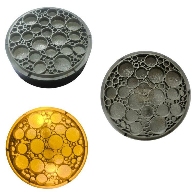 Set of three large rare midcentury flush mounts Alliance, RAAK, 1970