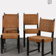 Suite 4 chaises vintage en bois, fabrication tchèque, 1950