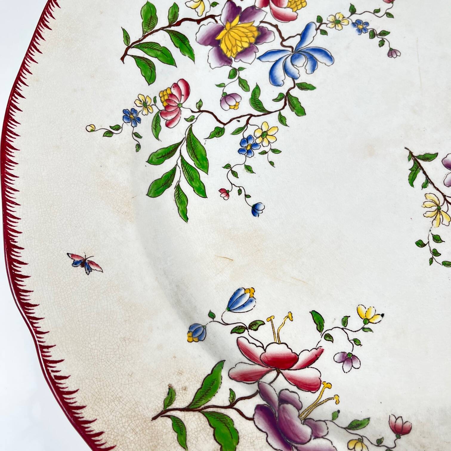 Large round patinated dish, Strasbourg model, Sarreguemines, 1880-1918