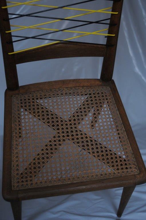 Chaises 1950 chêne, cannage et scoubidou