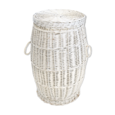 vintage painted wicker laundry basket
