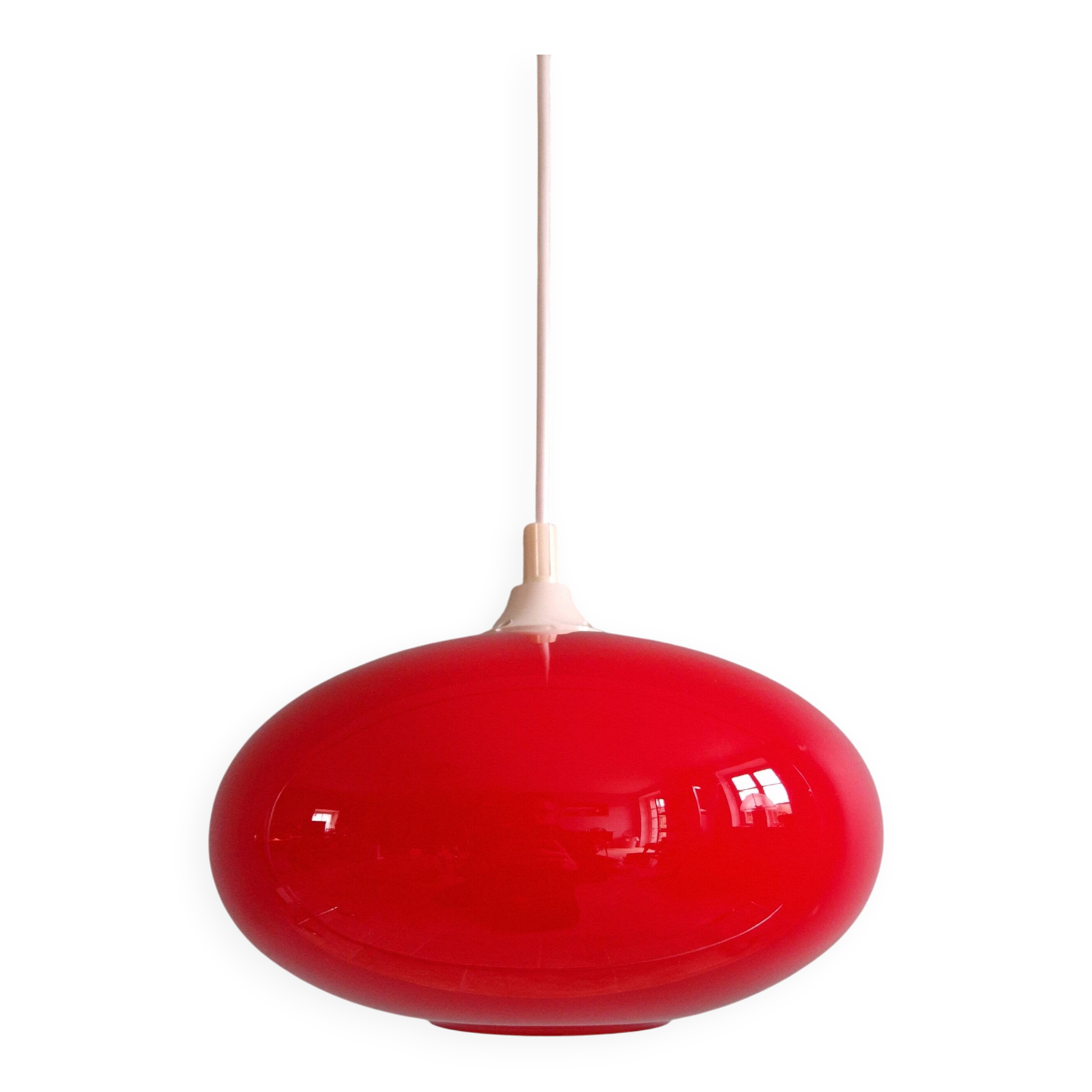 Vintage suspension in red opaline, 1960s-70s.