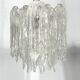 Mazzega Ice glass, pair of vintage murano chandeliers from 70s