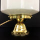 Skyscraper lamp in opaline and brass foot. Globe Art Deco