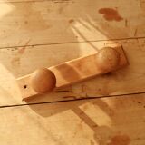 Vintage wall coat rack in pine with 2 hooks.